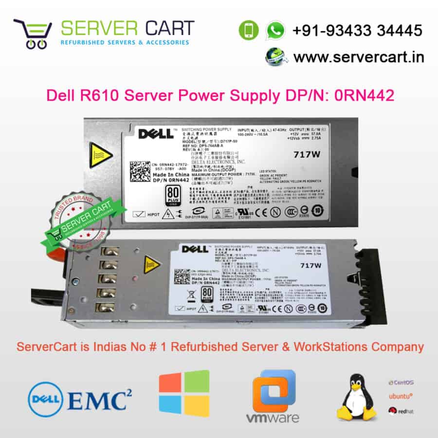 Dell R610 Server 717W SMPS 0RN442 D717P-S0 - ServerCart