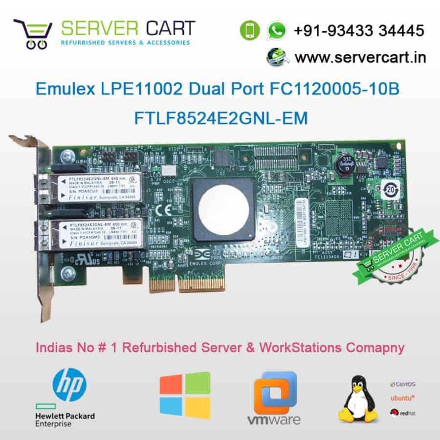 (未使用･未開封品)　Emulex LPe11002 4Gbps 2ch FC-HBA PCI-Express接続  p1m72rm Emulex LPe11002 Dual Port 4Gb Fibre Channel x4 PCIe HBA Adapter